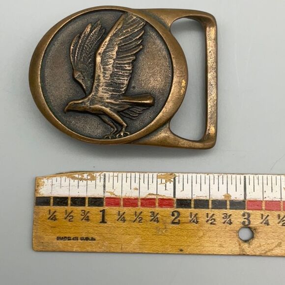 1979 Tech Ether Guild Inc. Solid Brass Osprey Belt Buckle Artist Signed Todd - Picture 3 of 4